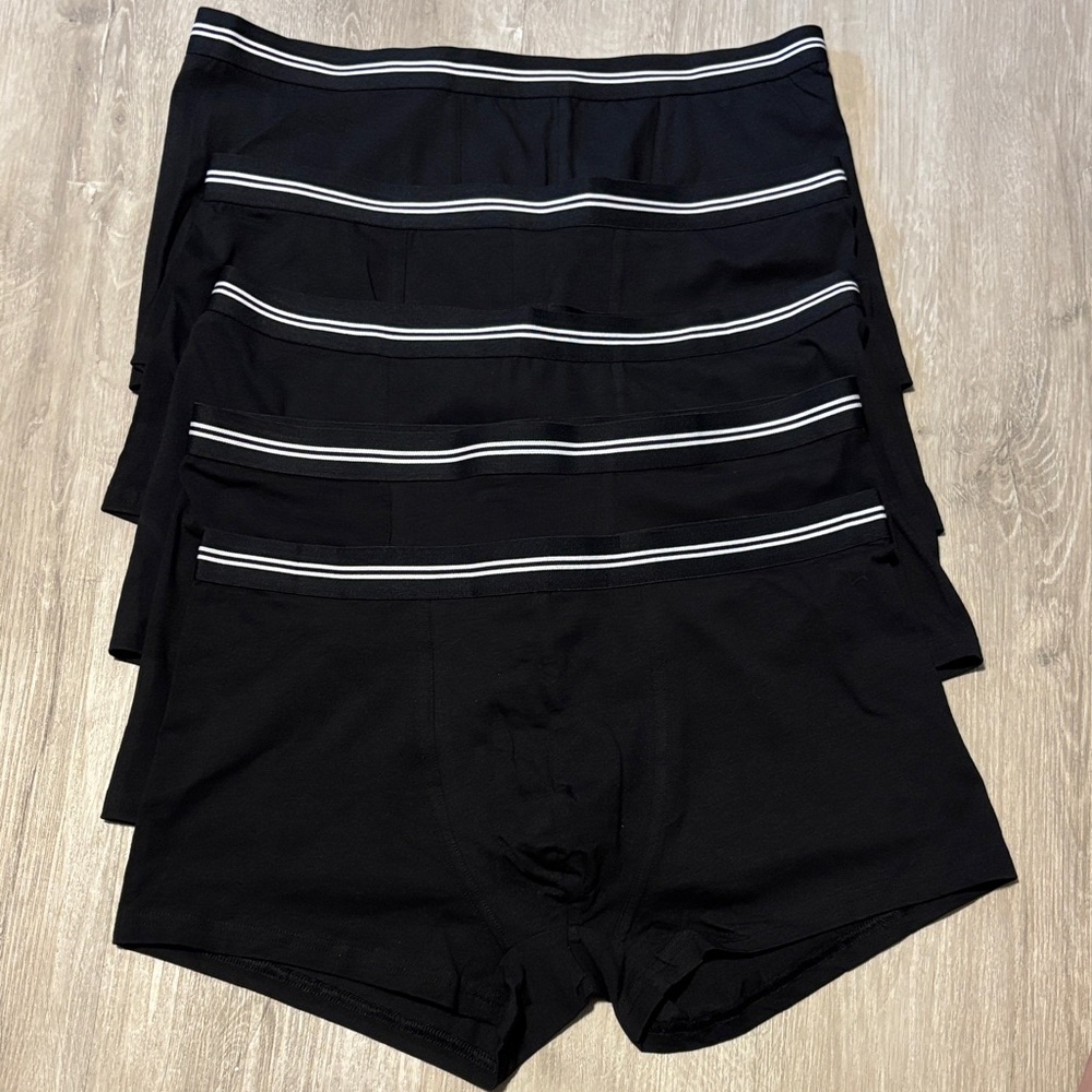 Primark Black Boxer Briefs with White Stripes (5)